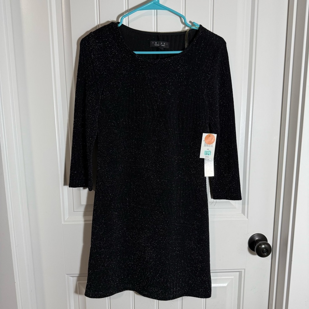 Trixxi Black Sparkle Long Sleeve Dress
